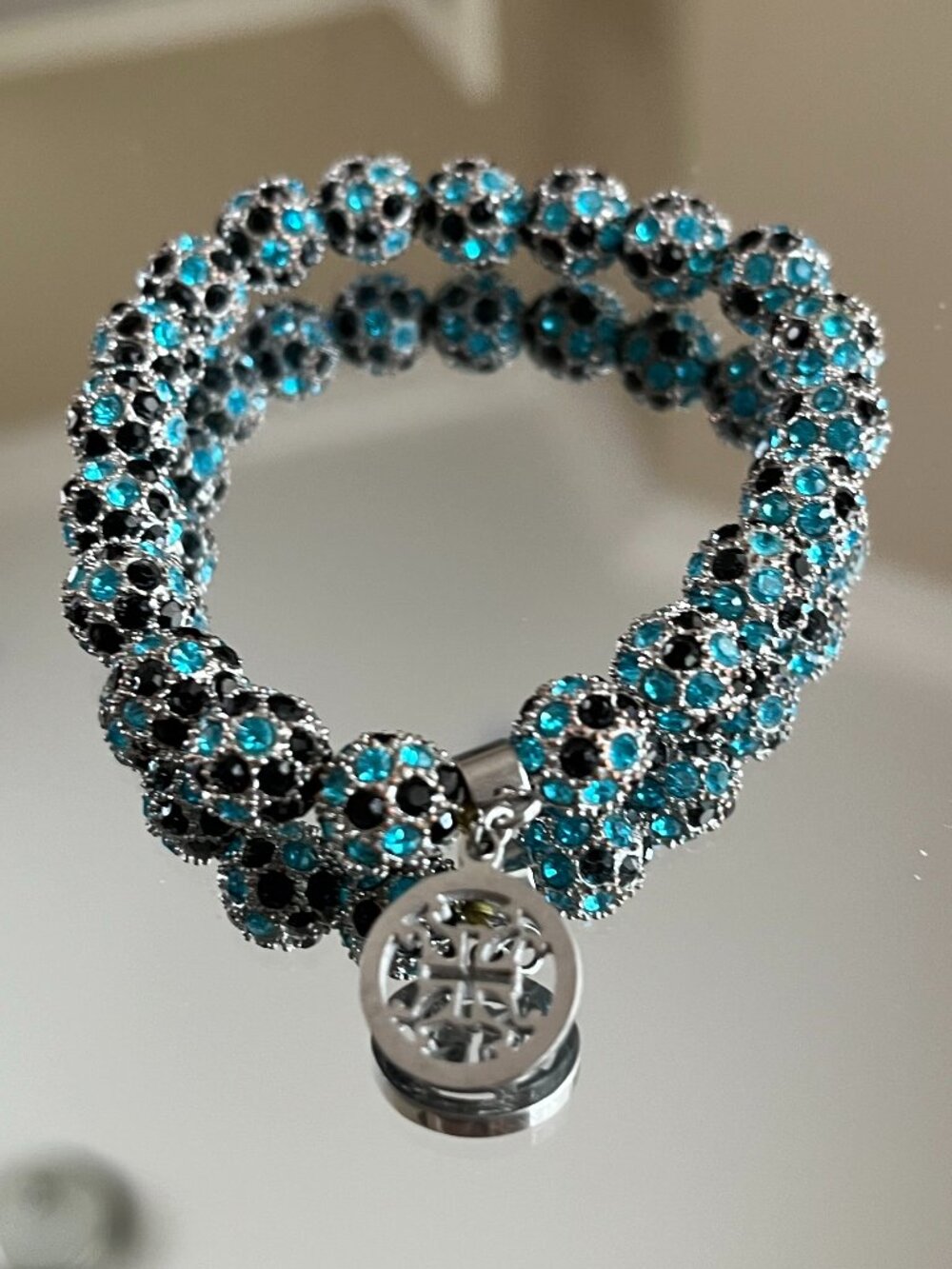 Rustic Cuff Stainless and Shambala Stretch Bracelet multicolor